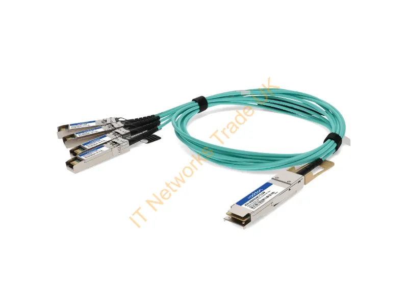 ADD-Q28DES28CI-O10M - Addon Networks Dell/Cisco Comp Dac 10M Infiniband/Fibre Optic Cable 393.7" (10 M) Qsfp28 4X Sfp28 Aqua Color
