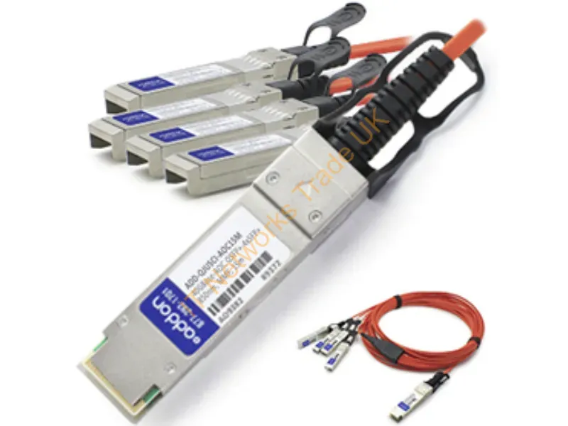 ADD-QJUSCI-AOC15M - Addon Networks Add-Qjusci-Aoc15M Infiniband/Fibre Optic Cable 590.6" (15 M) Qsfp+ 4X Sfp+ Orange