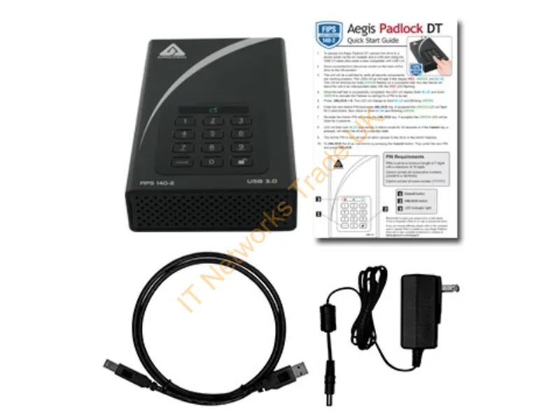 ADT-3PL256F-4000 - Apricorn Aegis Padlock Dt Fips Usb3.0 4Tb External Hard Drive Usb Type-B 3.2 Gen 1 (3.1 Gen 1) Black