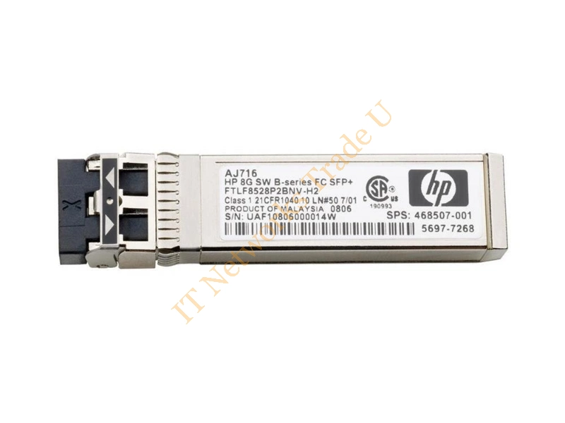 AJ716-63003 HP B-Series AJ716A 8Gb/s Short Wave Multi-mode Fiber Channel 300m 850nm Duplex LC Connector SFP+ Transceiver Module