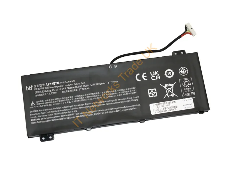 AP18E7M-BTI - Bti Ap18E7M- Industrial Rechargeable Battery Lithium-Ion (Li-Ion) 3720 Mah 15.4 V