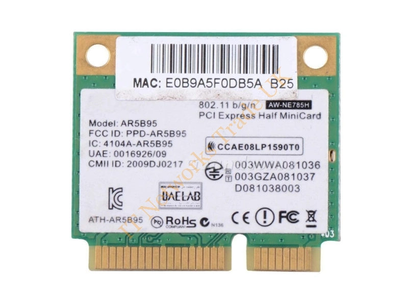 AR5B95 Dell Wireless Atheros Half-Mini 802.11 B/GN PCI-E Card AR5B95/AR9285 Wireless LAN Card