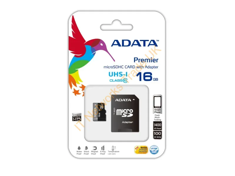 AUSDH16GUICL10-RA1 ADATA Premier 16GB Class 10 microSDHC UHS-I Flash Memory Card