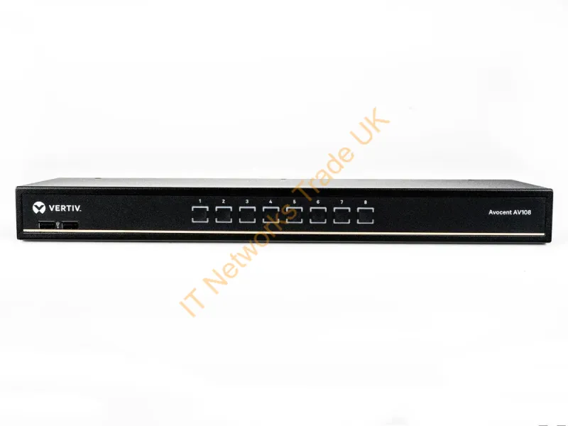 AV108BND8-400 - Vertiv Avocent 1x8 Network KVM Switch with USB, w/OSD, push (touch) button switching, keystroke switching, cascade support, internal power supply, includes 8 CBL0170 cables