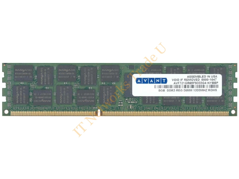 AVF721GR65F9333G4-NYBBP Avant Technology 8GB DDR3-1333MHz PC3-10600 ECC Registered CL9 240-Pin DIMM Dual Rank Memory Module Server Memory
