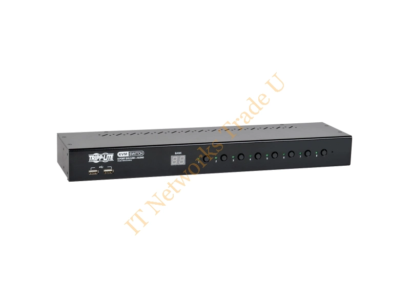 B043-DUA8-SL - Tripp Lite 8-Port 1U Rack-Mount DVI / USB Network KVM Switch with Audio and 2-port USB Hub
