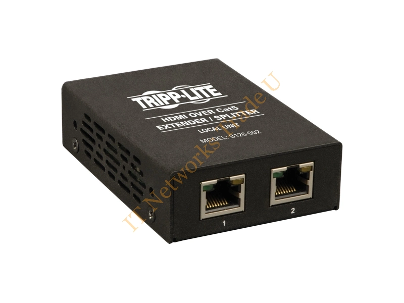 Tripp Lite 2-Port HDMI over Cat5/6 Extender/Splitter, Box-Style Transmitter, Video/Audio, 1080/60p,Intl Power Supply, Up to 61 m