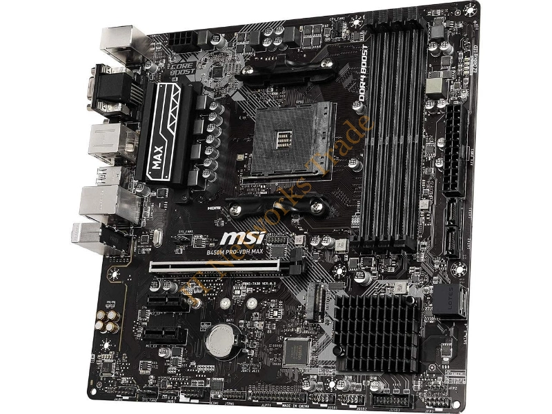 B450PVDHMAX MSI B450M PRO-VDH MAX Socket AM4/ AMD B450/ DDR4/ SATA3 / USB3.2/ Turbo M.2/ GbE/ m-ATX Motherboard Desktop Motherboard
