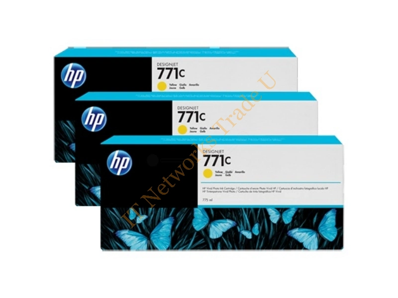 B6Y34A - HP B6Y34A (771C) Ink cartridge yellow, 775ml, Pack qty 3 Printer