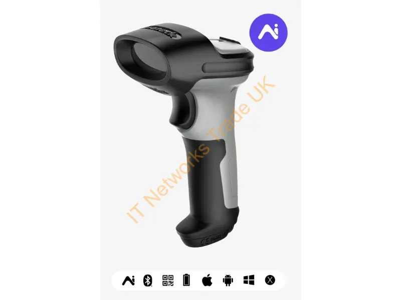 BCST-72_GRAY - Inateck BCST-72 Handheld bar code reader 2D Laser Black, Grey