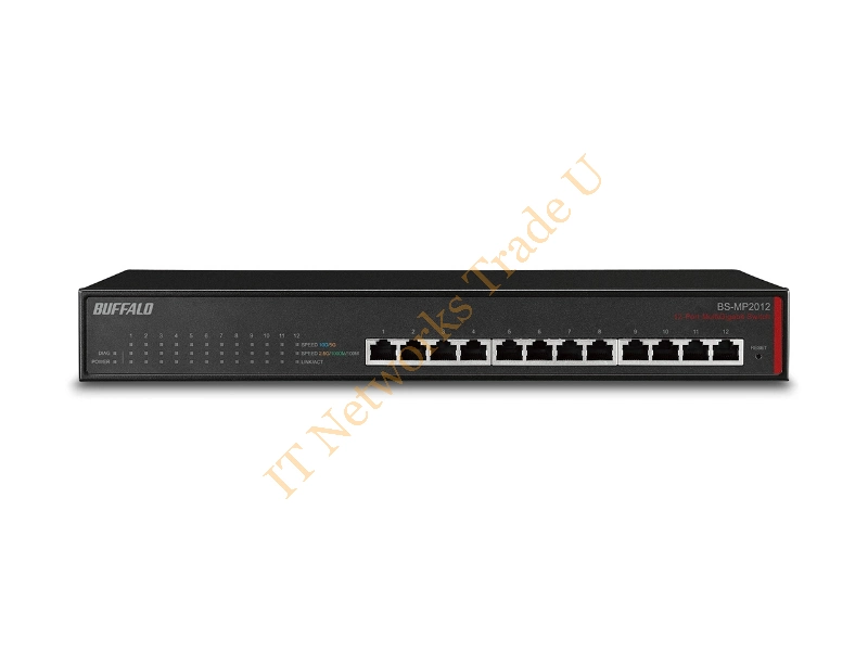 BS-MP2012-EU - Buffalo BS-MP2012 Managed L2 10G Ethernet (100/1000/10000) 19U Black Network Switch