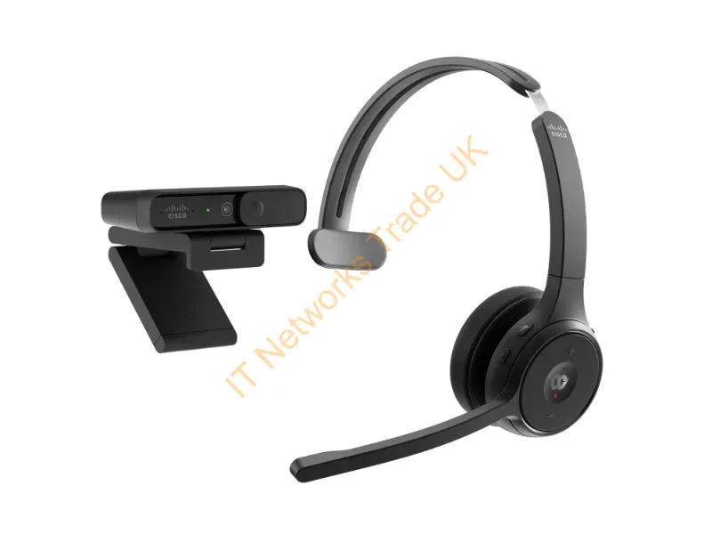 BUN-721+CAMD-C-WW - Cisco Bundle Headset 722, Wireless Dual On-Ear Bluetooth Headphones, Webex Button, packaged with the Desk Camera 1080p, Carbon Black, 1-Year Limited Liability Warranty (BUN-721+CAMD-C-WW)