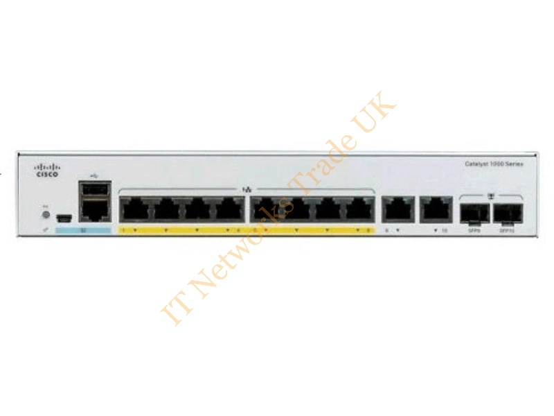 C1000-8P-E-2G-L Cisco Catalyst 1000 8-Port x 10/100/1000Base-T,1000Base-X PoE+ Gigabit Ethernet Network Switch