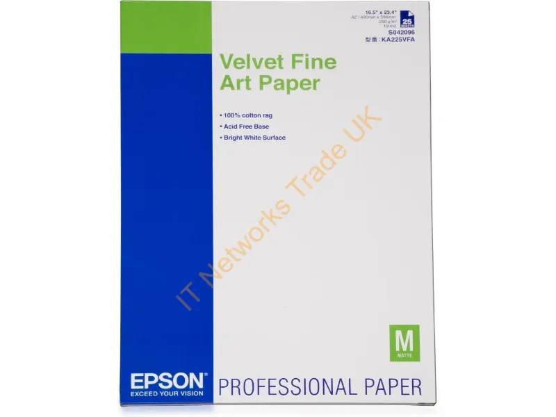 C13S042096 - Epson Velvet Fine Art Paper, DIN A2, 260g/m�, 25 Sheets