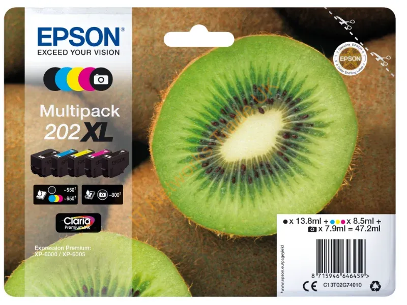Epson C13T02G74010 (202XL) Ink cartridge multi pack, 13,8ml 7,9ml 3x8,5ml, Pack qty 5 Printer