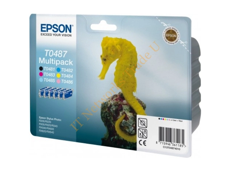 Epson C13T04874010 (T0487) Ink cartridge multi pack, 630pg + 5x430pg, 6x13ml, Pack qty 6 Printer