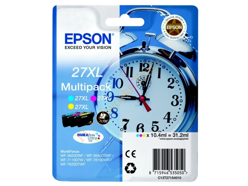 Epson C13T27154010 (27XL) Ink cartridge multi pack, 3x1100pg3x10,4ml, Pack qty 3 Printer