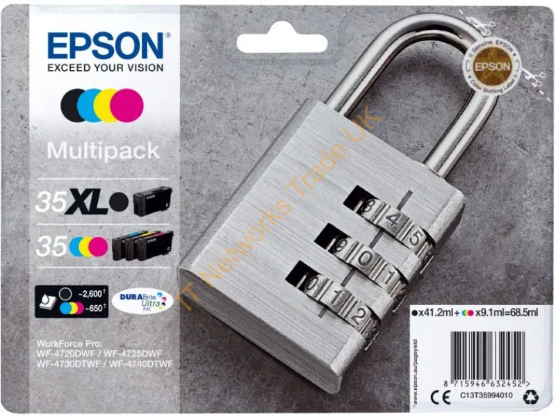 Epson C13T35994010 (35XL) Ink cartridge multi pack, 41,2ml + 3 x 9,1ml, Pack qty 4 Printer