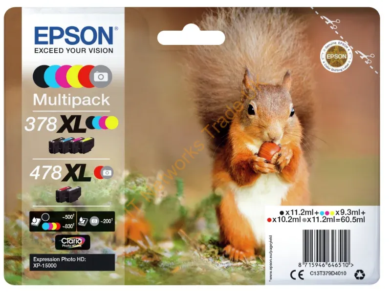 Epson C13T379D4010 (378XL/478XL) Ink cartridge multi pack, 11,2ml +3x9,3ml + 10,2ml + 11,2ml, Pack qty 6 Printer