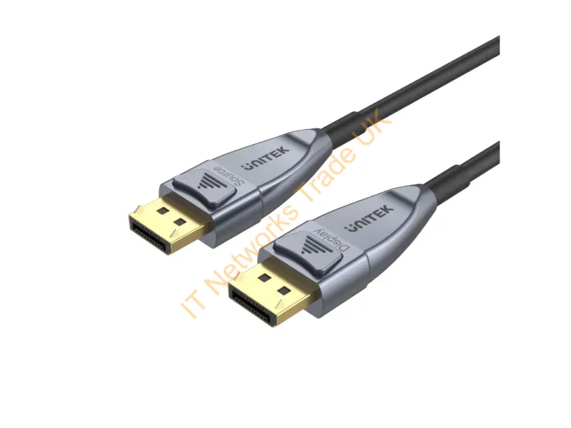 C1617GY - UNITEK C1617GY DisplayPort cable 15 m Black, Silver