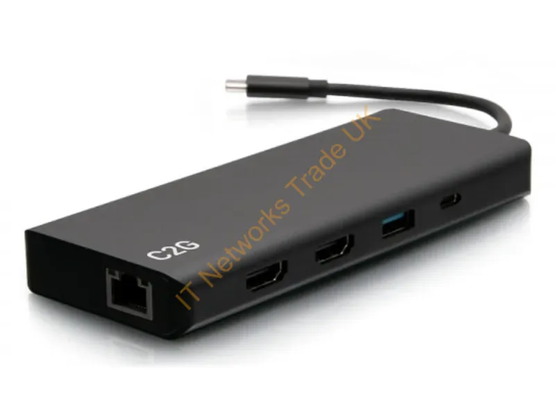 C2G54488 - C2G USB-C® 9-in-1 Dual Display Docking Station with HDMI®, Ethernet, USB, 3.5mm Audio and Power Delivery up to 60W 4K 30Hz (TAA Compliant)