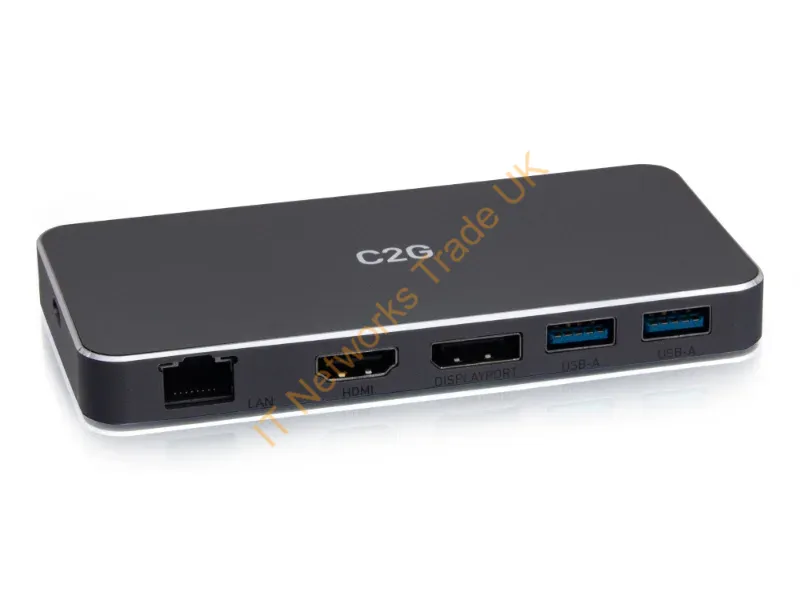 C2G54543 - C2G USB-C 7-in-1 Dual Display MST Docking Station with HDMI, DisplayPort, Ethernet, USB, and Power Delivery up to 100W 4K 60Hz