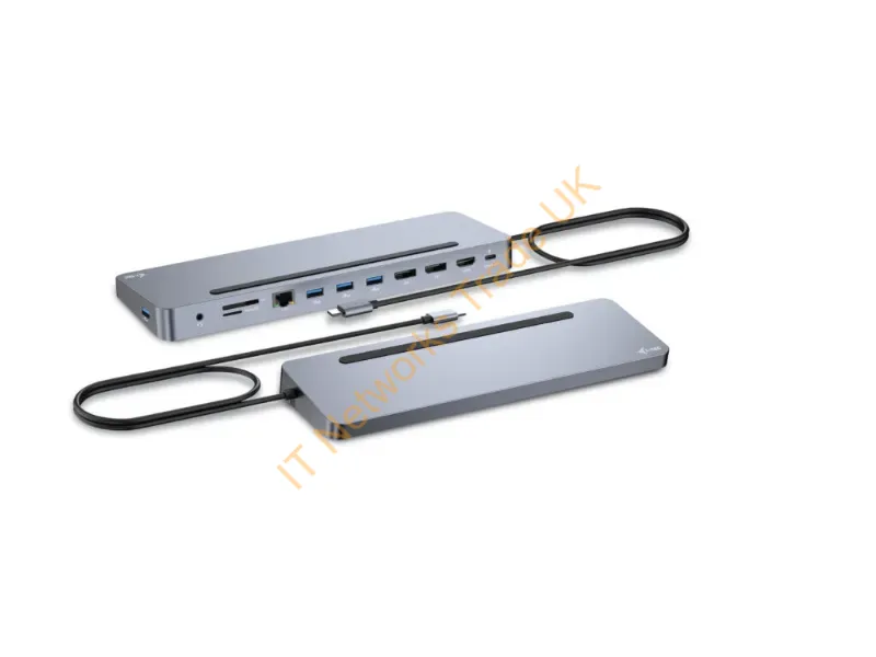 C31FLAT2PDPRO - i-tec USB-C Metal Ergonomic 3x 4K Display Docking Station + Power Delivery 100 W