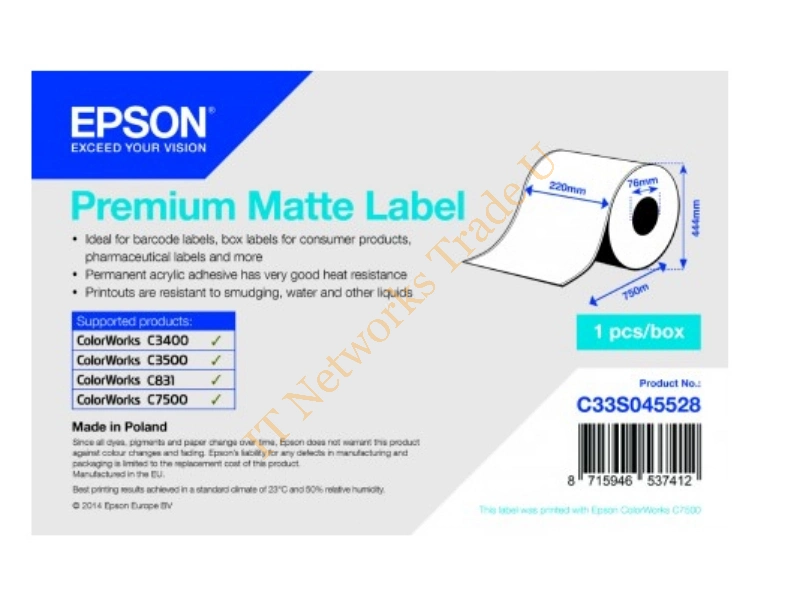 C33S045528 - Epson C33S045528 White printer label Accessory