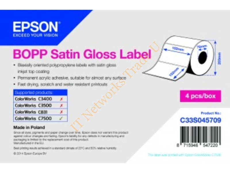 Epson BOPP Satin 102mm x 152mm, 960 Accessory