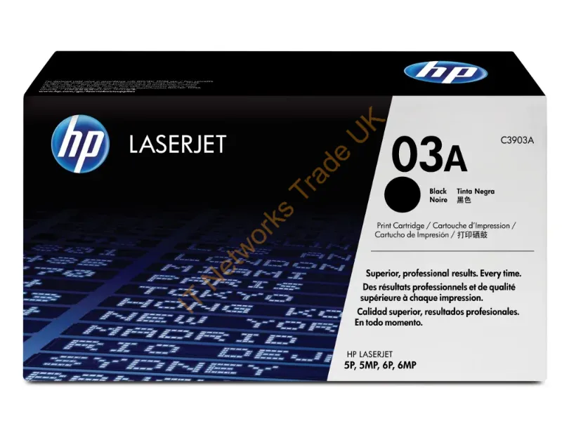 C3903A HP 03A Black Toner Cartridge Black Laser 4000 Page 1 Each Retail