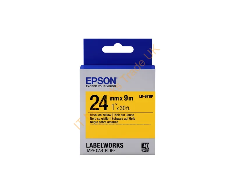 C53S656005 - Epson C53S656005/LK-6YBP DirectLabel-etikettes black on yellow 24mm x 9m for Epson LabelWorks 4-24mm/36mm/6-24mm