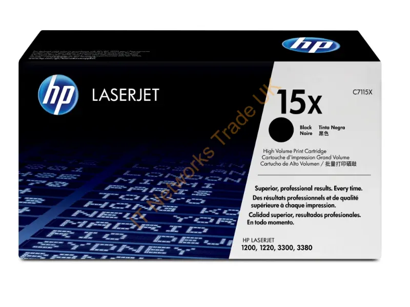 C7115X HP 15X High-yield Black Toner Cartridge Black Laser 3500 Page 1 Each Retail