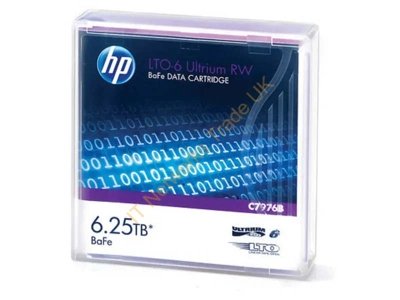 C7976B HP LTO-6 Ultrium 2.50TB Native / 6.25TB Compressed Metal Particle (MP) RW Tape Data Cartridge Tape Media Storage