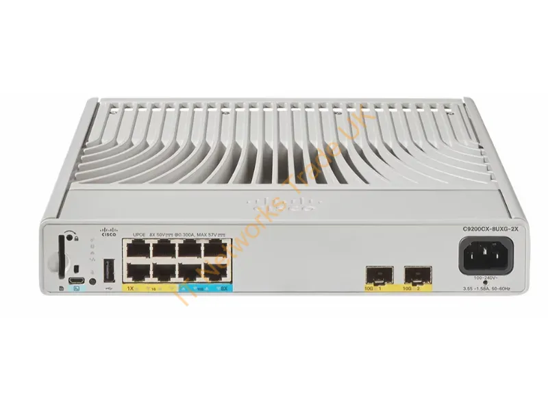 C9200CX-8UXG-2XH-E - Cisco Cisco Catalyst 9200CX Network Essentials switch compact L3 Managed 4 x 10/100/1000 (UPOE) + 4 x 100/1000/2.5/5/10G (UPOE) + 2 x 10 Gigabit SFP+ (uplink) rack-mountable UPOE (240 W)