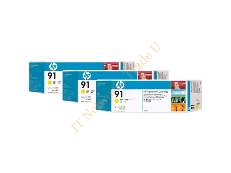 C9485A - HP C9485A (91) Ink cartridge yellow, 775ml, Pack qty 3 Printer