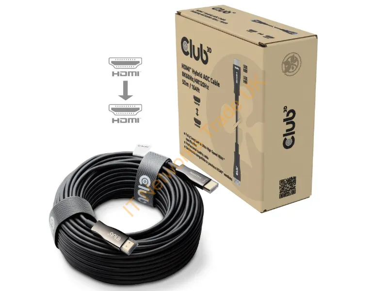 CAC-1393 - CLUB3D HDMI� Hybrid AOC Cable 8K60Hz/4K120Hz 50m / 164.04ft