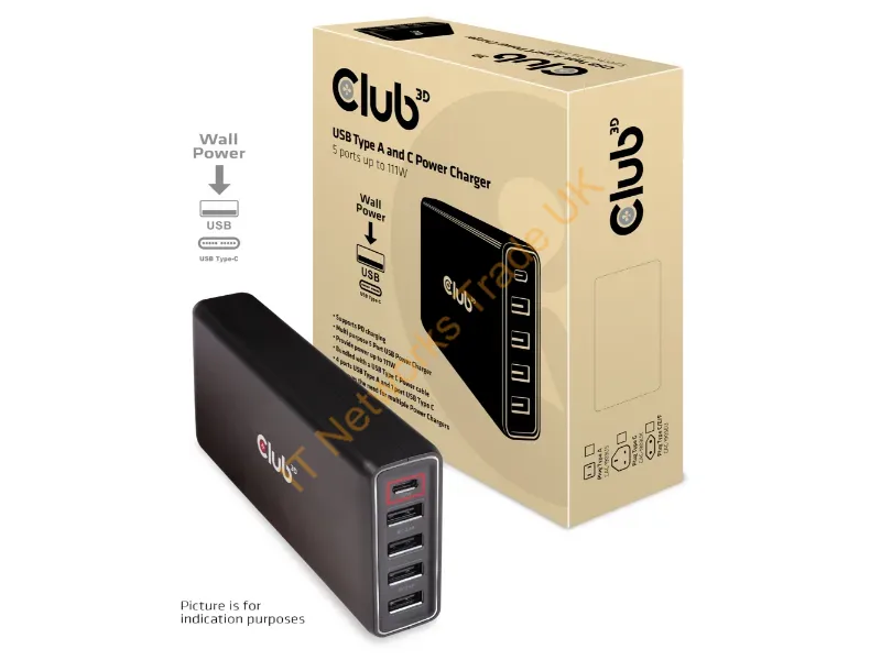 CAC-1903 - Club3D Cac-1903 Mobile Device Charger Gps, Gaming Controls, Headphones, Mp3, Mp4, Mobile Phone, Netbook, Laptop, Other, Portable Speaker, Power Bank, Smartphone, Tablet, Wearables Black Ac Indoor