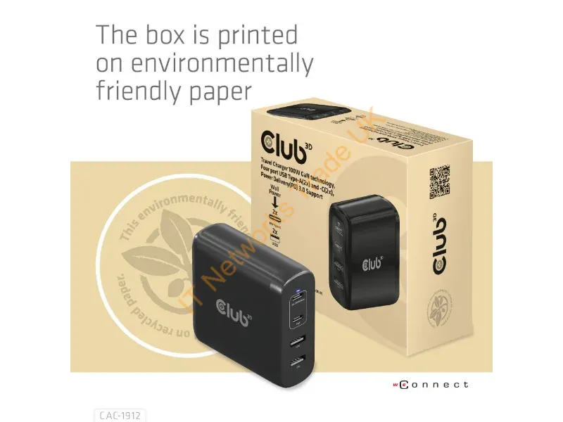 CAC-1912EU - CLUB3D CAC-1912EU power adapter/inverter Indoor/outdoor 100 W Black