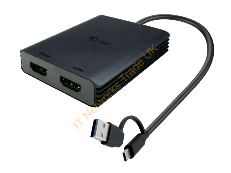 CADUAL4KHDMI - i-tec USB-A/USB-C Dual 4K/60 Hz HDMI Video Adapter