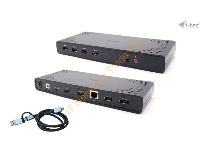 CADUALHDMIDOCKPDUK - i-tec USB 3.0 / USB-C / Thunderbolt Dual Display Docking Station + Power Delivery 100W