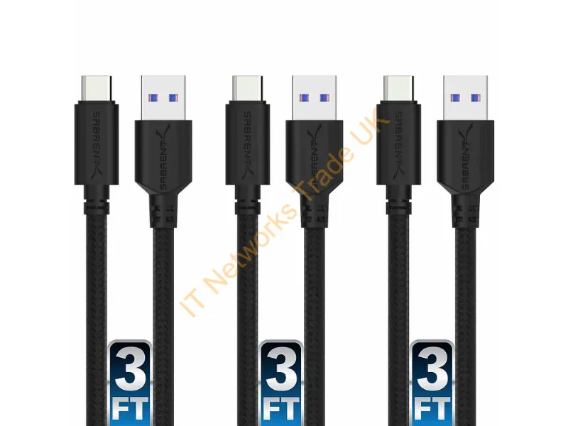 CB-C3X3-PK50 - Sabrent Cb-C3X3-Pk50 Usb Cable Usb 3.2 Gen 1 (3.1 Gen 1) 36" (0.914 M) Usb A Usb C Black