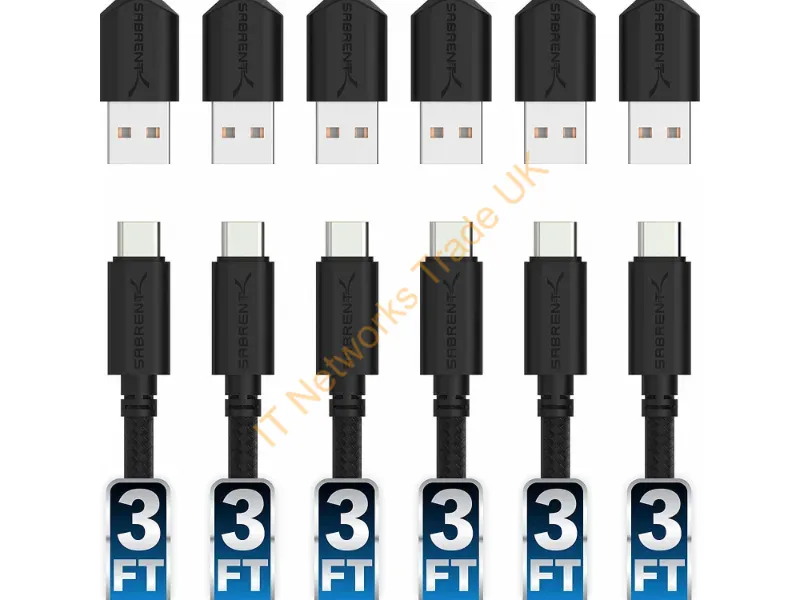CB-C6X3-PK50 - Sabrent Cb-C6X3-Pk50 Usb Cable Usb 2.0 36" (0.914 M) Usb A Usb C Black