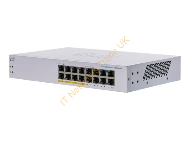 CBS110-16PP-UK - Cisco Cisco Business 110 Series 110-16PP Switch unmanaged 8 x 10/100/1000 (PoE) + 8 x 10/100/1000 rack-mountable, desktop, wall-mountable PoE (64 W) remanufactured