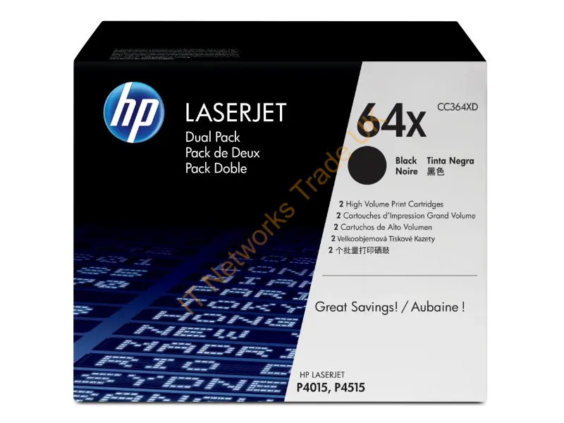 CC364XD HP 64X Dual-Pack Toner Cartridge Black Laser 24000 Page 2 / Box