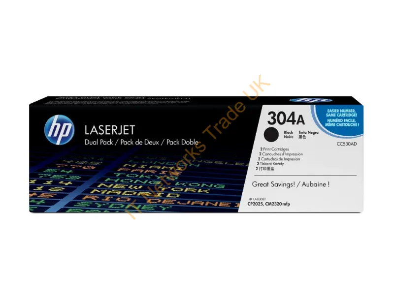 HP CC530AD (304A) Toner black, 3.5K pages @ 5% coverage, Pack qty 2 Accessory