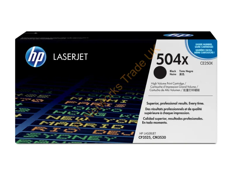 CE250X HP 504X High Yield Black LaserJet Toner Cartridge Black Laser 10500 Page Printer Accessory