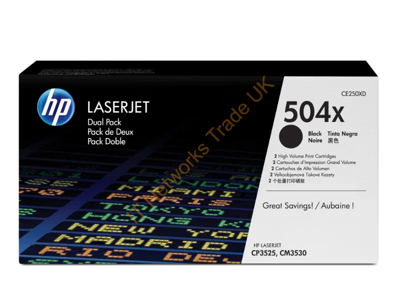CE250XD - HP CE250XD (504X) Toner black, 10.5K pages, Pack qty 2 Accessory