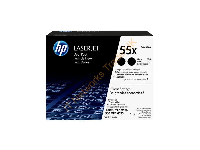 CE255XD HP 55X Toner Cartridge Black Laser 12500 Page 2 / Pack
