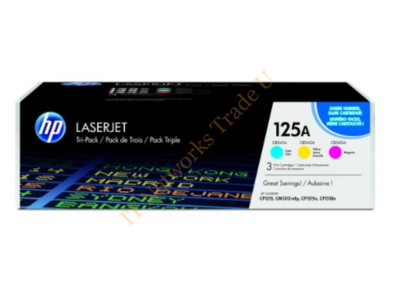 CE259A HP 125A Tri-Pack Toner Cartridge Laser 1400 Page Cyan 1400 Page Magenta 1400 Page Yellow 3 / Pack