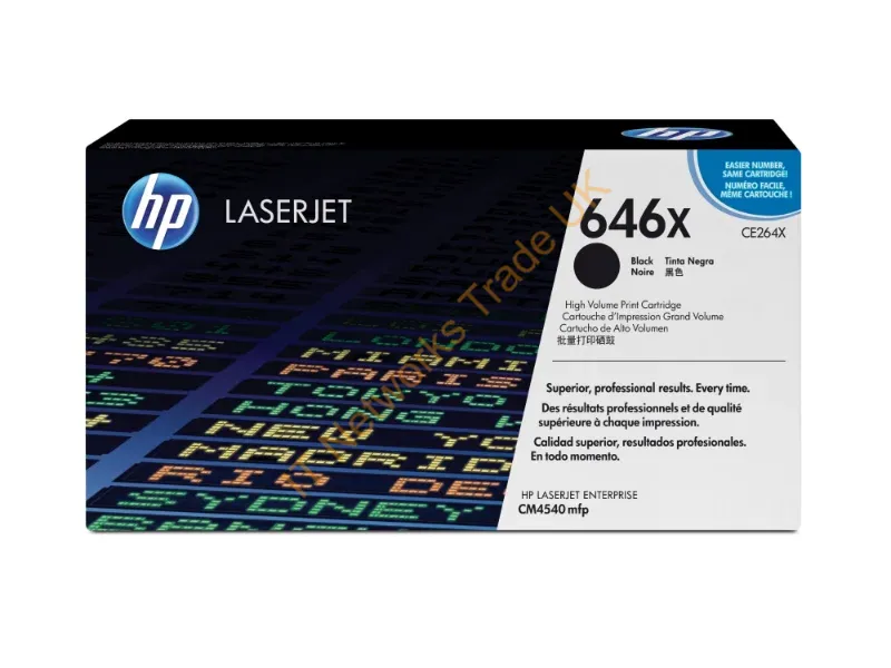 CE264X HP 646X High Yield Black LaserJet Toner Cartridge Black Laser 17000 Page 1 / Pack
